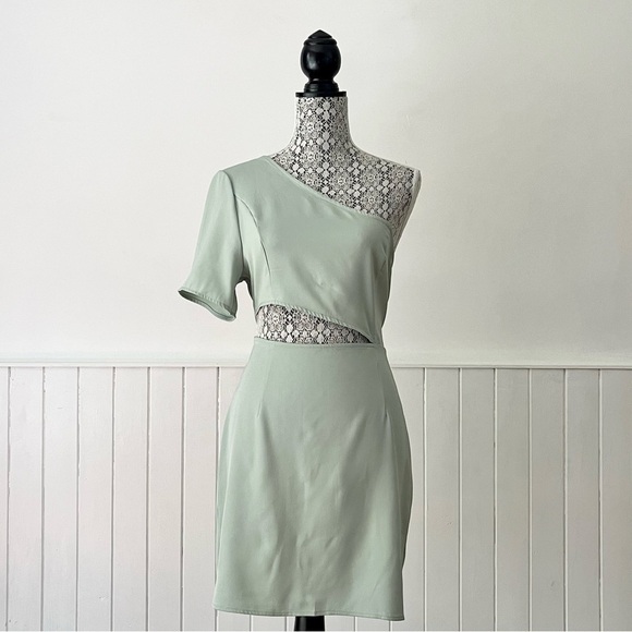Zara Dresses & Skirts - Zara Asymmetric One Sleeve Cutout Tie Back Dress Size M